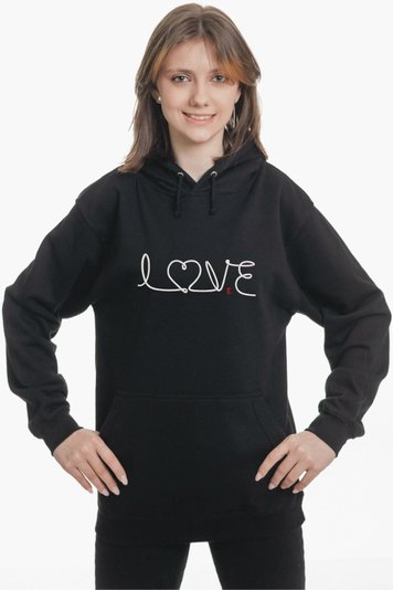 Худі з вишивкою "Love, Heart", жіноче, чорне, XS, Embroshop HFU003-0100 фото