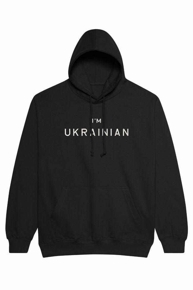 Худі з вишивкою "I'm Ukrainian"(w), чоловіче, чорне, M, Embroshop HU018MP-0122 фото