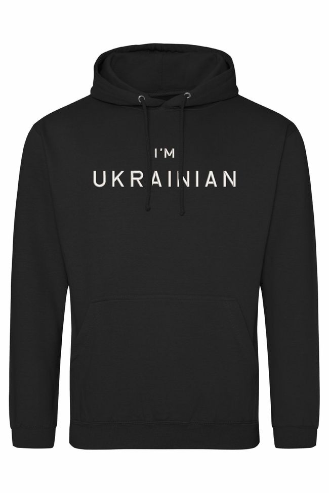 Худі з вишивкою "I'm Ukrainian"(w), чоловіче, чорне, M, Embroshop HU018MP-0122 фото