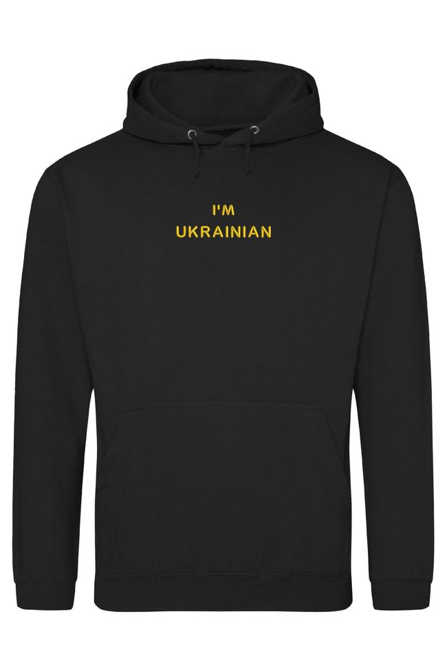 Худі з вишивкою "I am Ukrainian"(g), чоловіче, чорне, XS, Embroshop HU058M-0100 фото