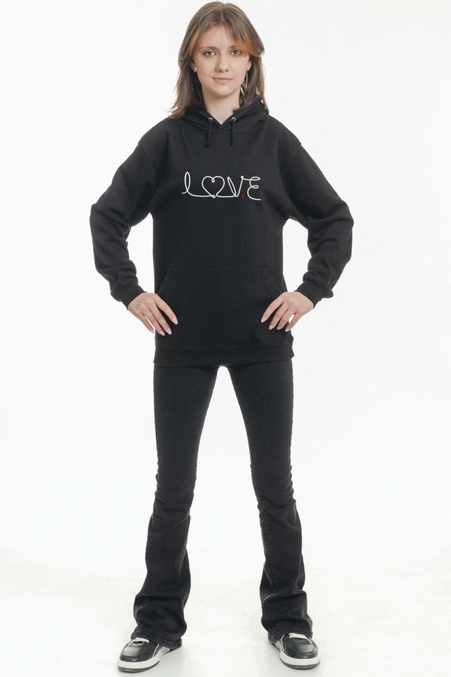 Худі з вишивкою "Love, Heart", жіноче, чорне, XS, Embroshop HFU003-0100 фото