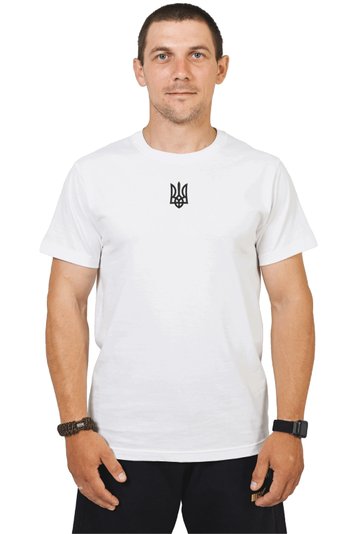 Футболка з вишивкою "Тризуб - герб України"(b), чоловіча, біла, M, Embroshop FU029MP-0212 фото