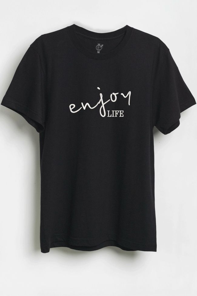 Футболка з вишивкою "Enjoy Life", жіноча, чорна, XS, Embroshop FMU009P-0100 фото