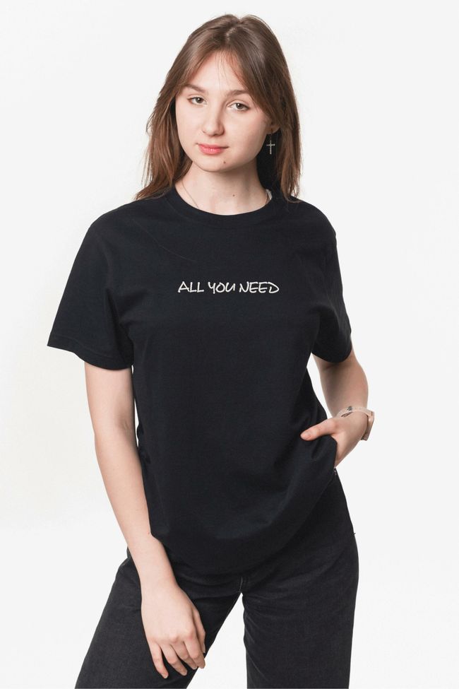 Футболка з вишивкою "All You Need", жіноча, чорна, XS, Embroshop FMU002P-0100 фото