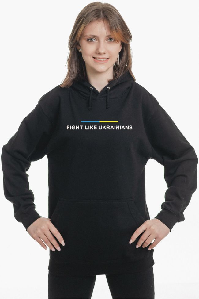 Худі з вишивкою "Fight Like Ukrainians", жіноче, чорне, XS, Embroshop HUU043-0100 фото