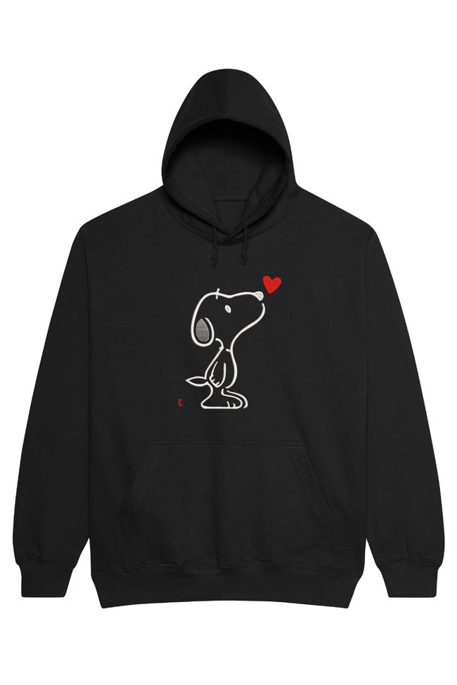 Худі з вишивкою "Snoopy looks at the flying heart", жіноче, чорне, XS, Embroshop HFU014-0100 фото