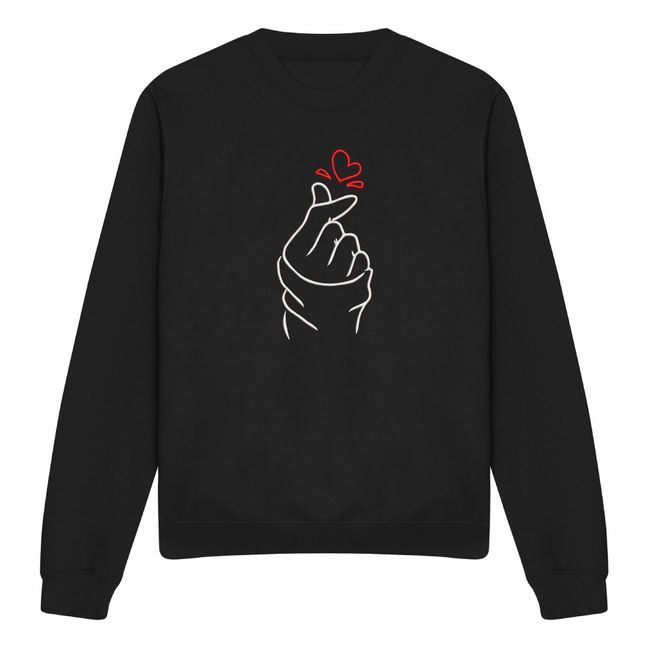 Світшот з вишивкою "Finger heart, K-Pop", жіночий, чорний, M, Embroshop ea013u-s113 фото