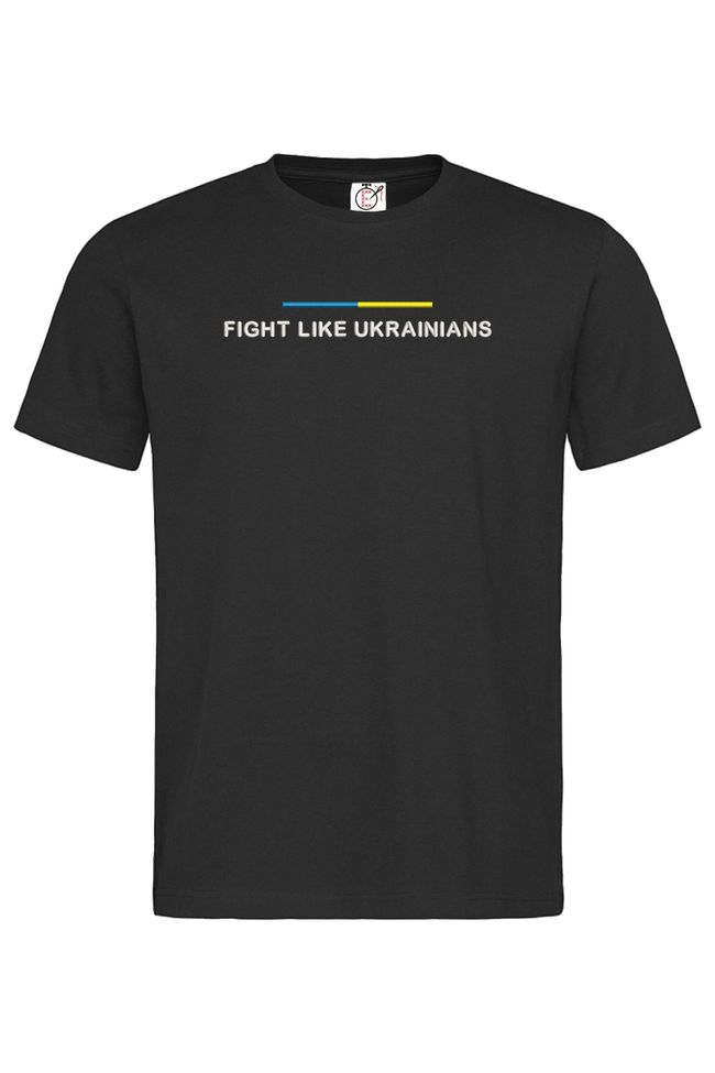 Футболка з вишивкою "Fight Like Ukrainians", чоловіча, чорна, M, Embroshop FU043MP-0102 фото