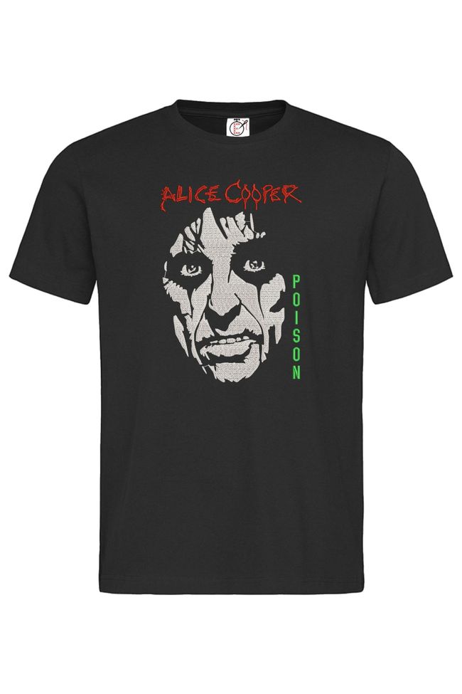 Футболка з вишивкою "Poison, Alice Cooper es", чоловіча, чорна, M, Embroshop mu070m-f013 фото