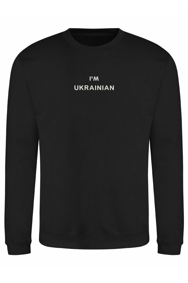 Світшот з вишивкою "I am Ukrainian"(w), чоловічий, чорний, M, Embroshop SU058M-0122 фото