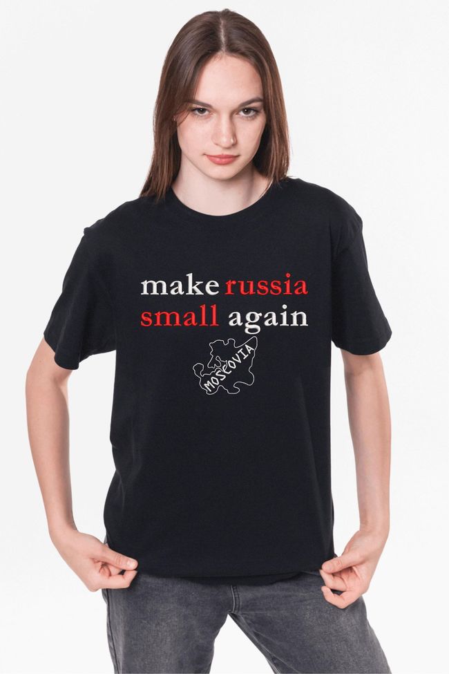 Футболка з вишивкою "Make russia small again", жіноча, чорна, S, Embroshop ua098u-f112 фото