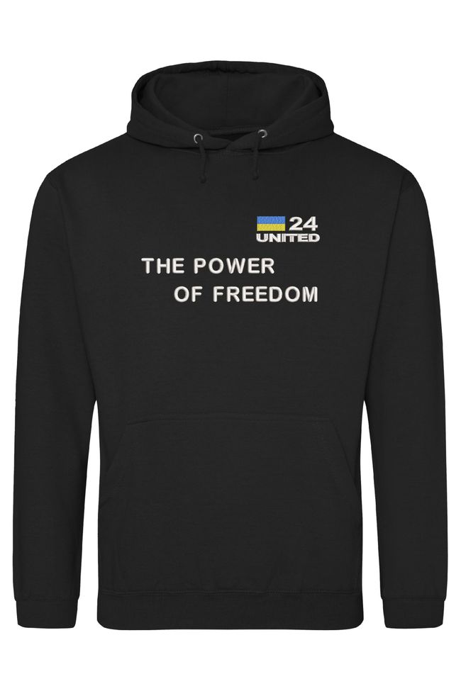 Худі з вишивкою "The Power Of Freedom", чоловіче, чорне, XS, Embroshop HU046M-0100 фото