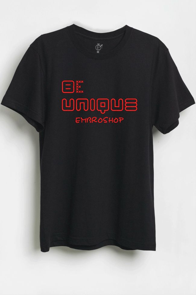 Футболка з вишивкою "Be unique with Embroshop", жіноча, чорна, M, Embroshop es004u-f013 фото