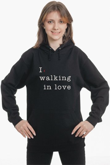 Худі з вишивкою "I'm walking in love", жіноче, чорне, XS, Embroshop HFU018-0100 фото