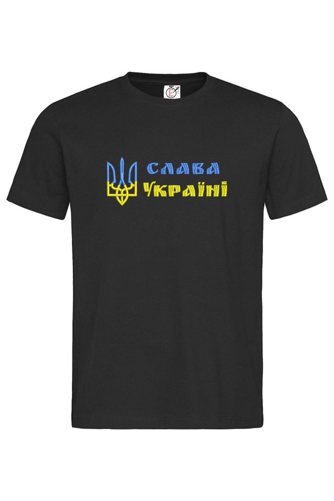 Футболка з вишивкою "Слава Україні"(v1), чоловіча, чорна, M, Embroshop FU012MP-0102 фото