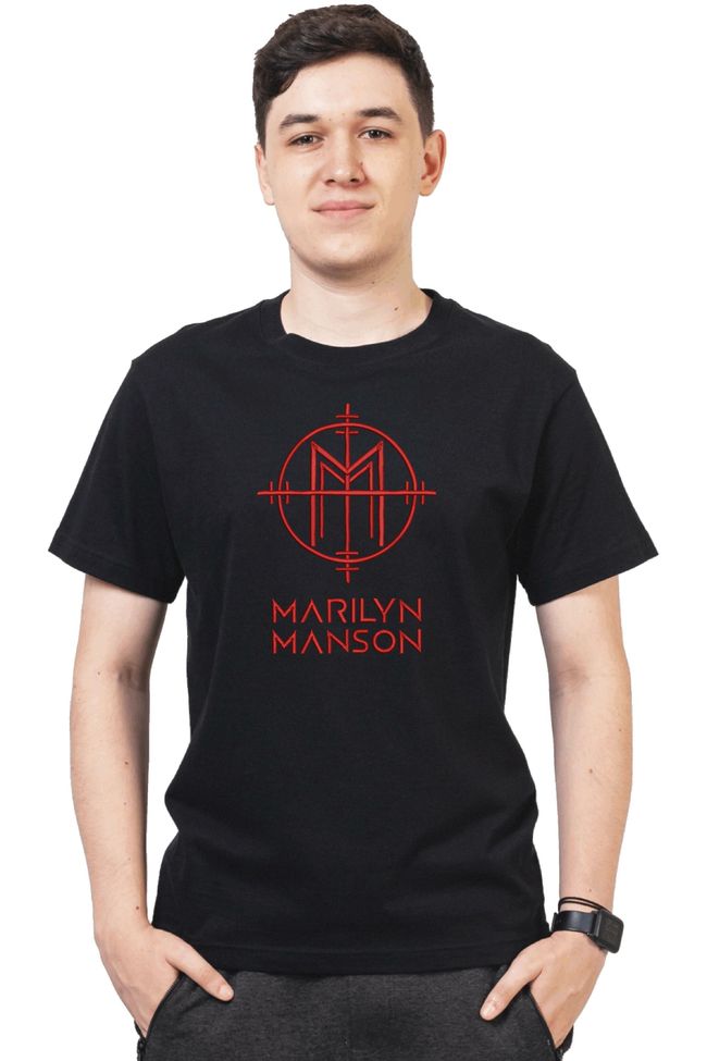 Футболка з вишивкою "Marilin Manson es", чоловіча, чорна, M, Embroshop FM013MP-0102 фото