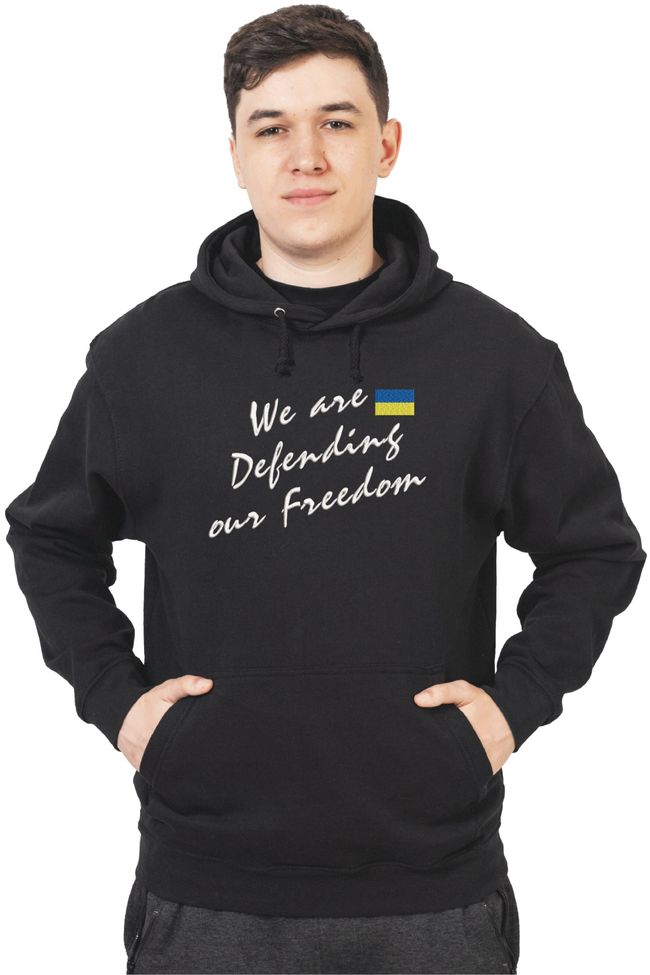 Худі з вишивкою "We are Defending our Freedom", чоловіче, чорне, XS, Embroshop HU020M-0100 фото