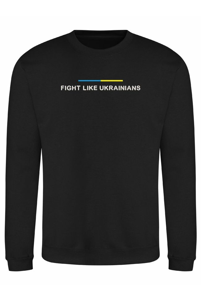 Світшот з вишивкою "Fight Like Ukrainians", чоловічий, чорний, M, Embroshop SU043M-0102 фото