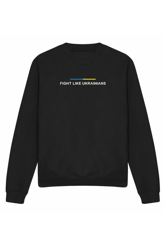 Світшот з вишивкою "Fight Like Ukrainians", чоловічий, чорний, M, Embroshop SU043M-0102 фото