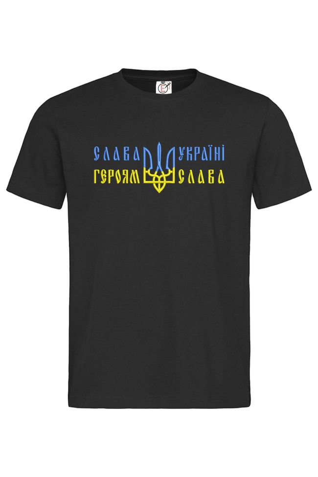 Футболка з вишивкою "Слава Україні - Героям Слава", чоловіча, чорна, M, Embroshop FU009MP-0102 фото