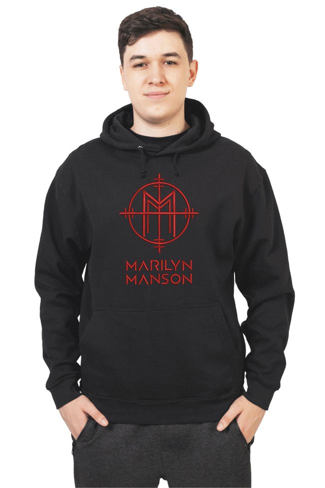 Худі з вишивкою "Symbol, Marilin Manson es", чоловіче, чорне, XS, Embroshop HM013M-0100 фото