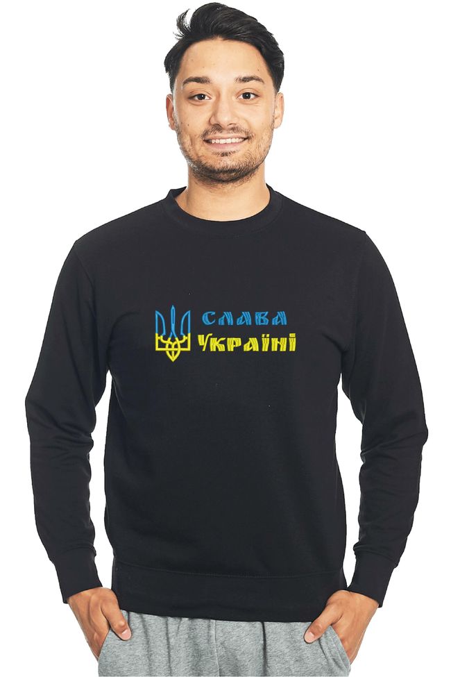 Світшот з вишивкою "Слава Україні", чоловічий, чорний, M, Embroshop SU012M-0102 фото