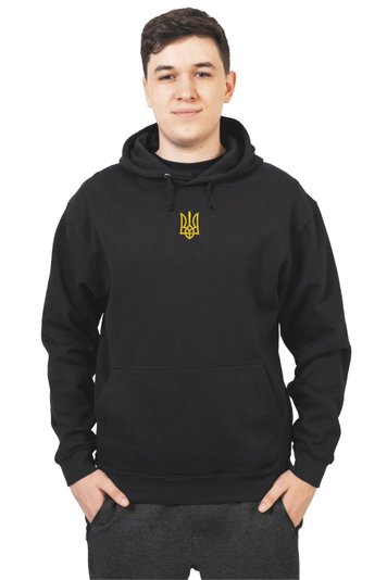 Худі з вишивкою "Тризуб - герб України"(g), чоловіче, чорне, XS, Embroshop HU029MP-0100 фото