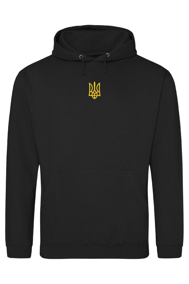 Худі з вишивкою "Тризуб - герб України"(g), чоловіче, чорне, XS, Embroshop HU029MP-0100 фото