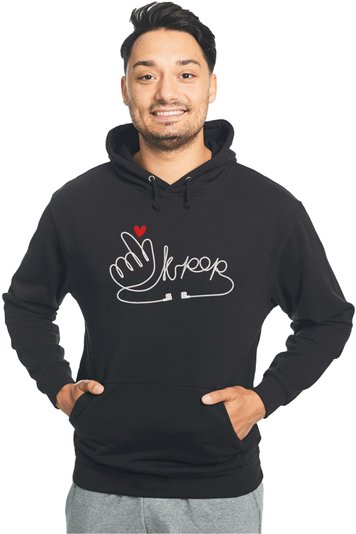 Худі з вишивкою "Finger Heart Symbol, K-Pop es", чоловіче, чорне, XS, Embroshop HM006M-0100 фото