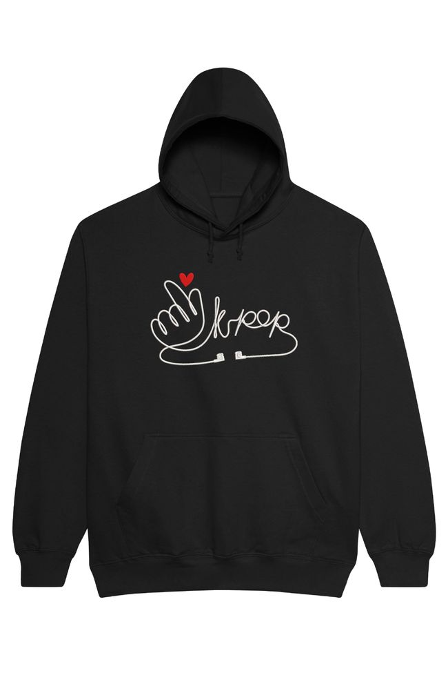 Худі з вишивкою "Finger Heart Symbol, K-Pop es", чоловіче, чорне, XS, Embroshop HM006M-0100 фото