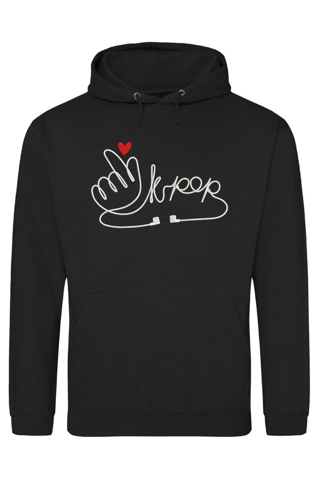 Худі з вишивкою "Finger Heart Symbol, K-Pop es", чоловіче, чорне, XS, Embroshop HM006M-0100 фото