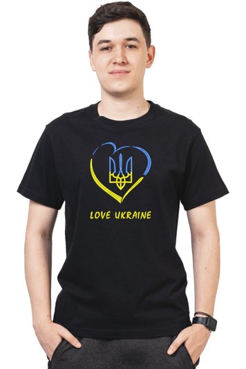 Футболка з вишивкою "Любіть Україну", чоловіча, чорна, M, Embroshop FU041MP-0102 фото