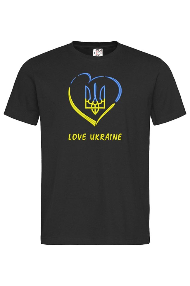 Футболка з вишивкою "Любіть Україну", чоловіча, чорна, M, Embroshop FU041MP-0102 фото