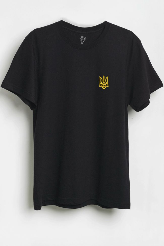 Футболка з вишивкою "Герб України Тризуб", жіноча, чорна, XS, Embroshop FUU079P-0100 фото