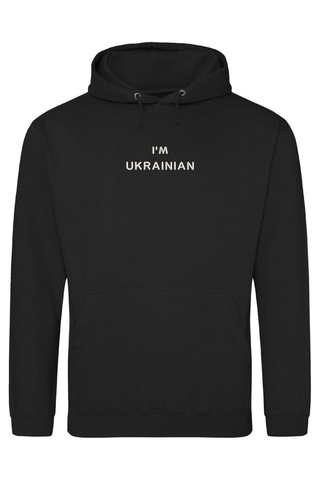 Худі з вишивкою "I am Ukrainian"(w), чоловіче, чорне, XS, Embroshop HU058M-0120 фото