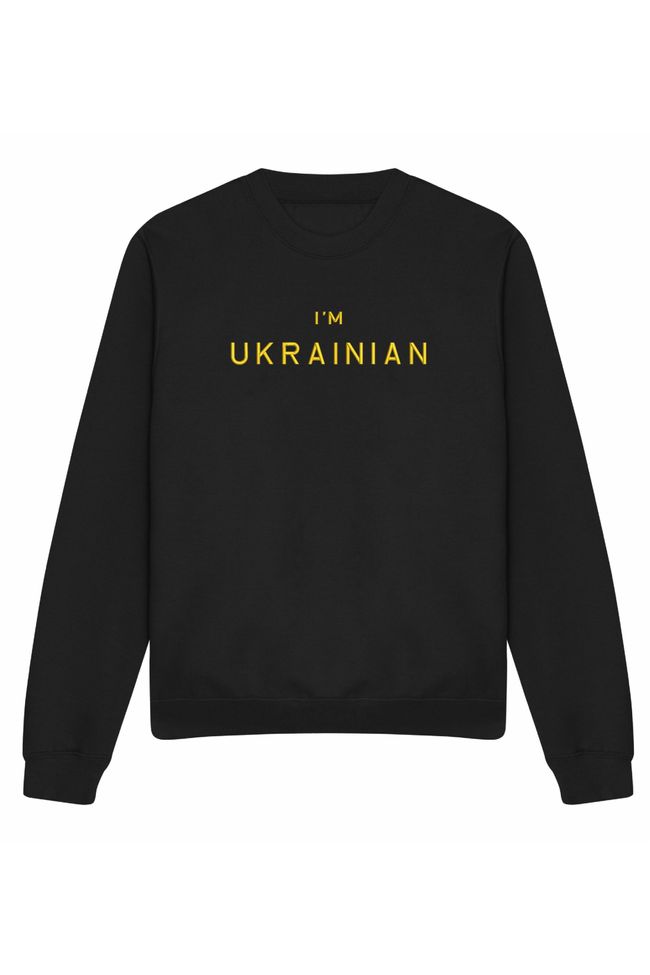 Світшот з вишивкою "I'm Ukrainian"(g), чоловічий, чорний, M, Embroshop SU018M-0102 фото