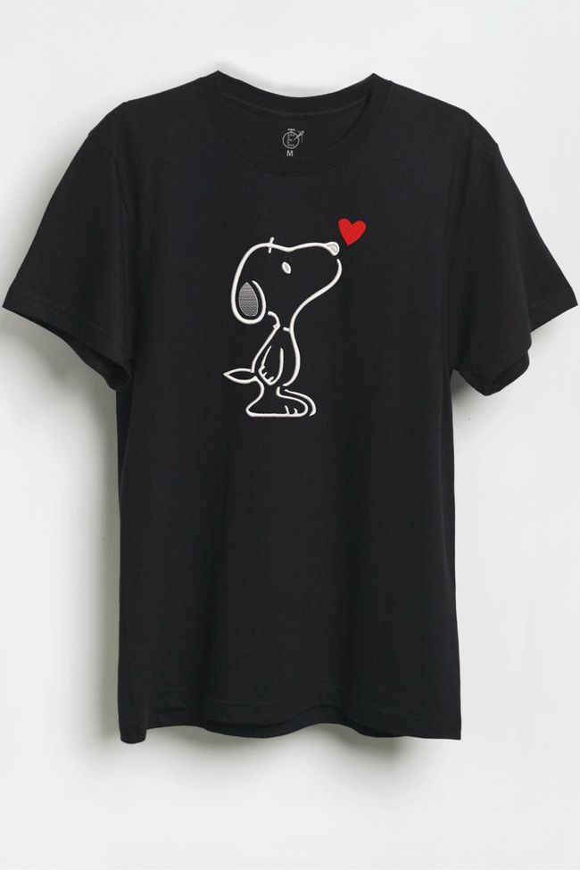 Футболка з вишивкою "Snoopy looks at the flying heart", жіноча, чорна, XS, Embroshop FMU014P-0100 фото