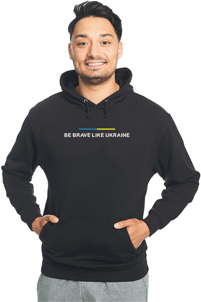 Худі з вишивкою "Be brave, like Ukraine", чоловіче, чорне, XS, Embroshop HU024M-0100 фото