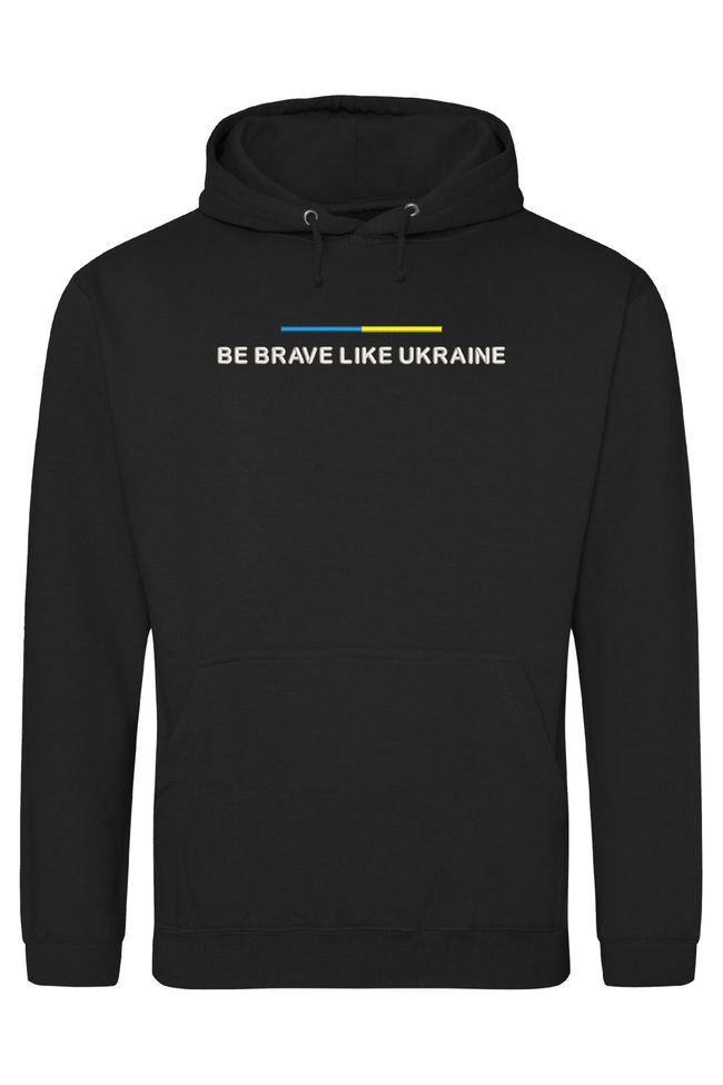 Худі з вишивкою "Be brave, like Ukraine", чоловіче, чорне, XS, Embroshop HU024M-0100 фото