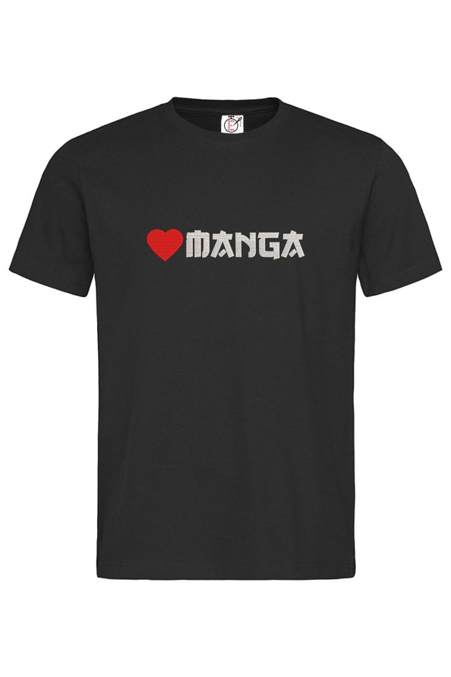 Футболка з вишивкою "Я Люблю Мангу", чоловіча, чорна, XS, Embroshop FAM004-0100 фото