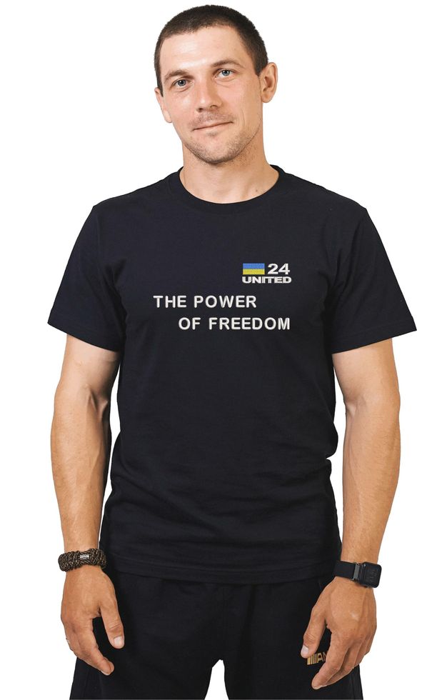 Футболка з вишивкою "The Power Of Freedom", чоловіча, чорна, M, Embroshop FU046MP-0102 фото