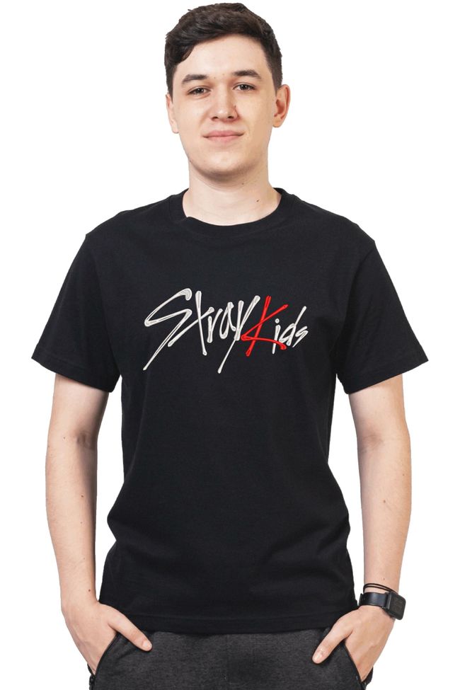 Футболка з вишивкою "K-Pop, Stray Kids es", чоловіча, чорна, M, Embroshop FM004MP-0102 фото