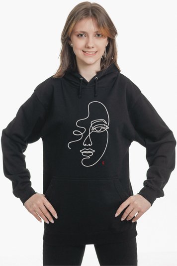 Худі з вишивкою "Girl's face, embro-art", жіноче, чорне, XS, Embroshop HFU012-0100 фото