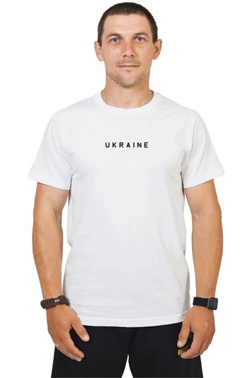 Футболка з вишивкою "Україна"(b), чоловіча, біла, M, Embroshop FU061MP-0212 фото