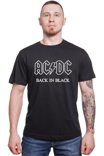 Футболка з вишивкою "Back in Black, AC/DC es", чоловіча, чорна, M, Embroshop FM009MP-0102 фото