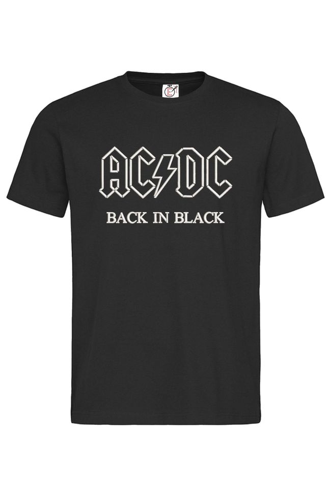 Футболка з вишивкою "Back in Black, AC/DC es", чоловіча, чорна, M, Embroshop FM009MP-0102 фото