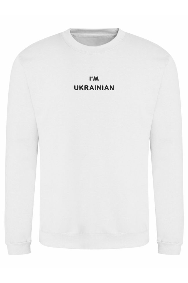 Світшот з вишивкою "I am Ukrainian"(b), чоловічий, білий, M, Embroshop SU058M-0212 фото