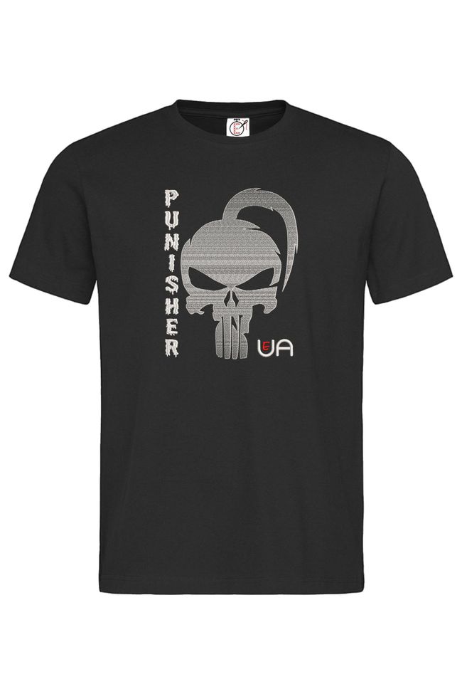 Футболка з вишивкою "Карник-UA, череп (Punisher)", чоловіча, чорна, M, Embroshop FU059MP-0102 фото