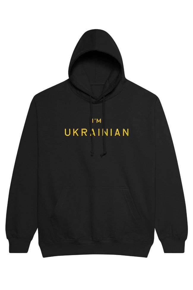 Худі з вишивкою "I'm Ukrainian"(g), чоловіче, чорне, M, Embroshop HU018MP-0102 фото