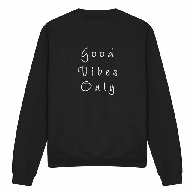 Світшот з вишивкою "Good Vibes Only", жіночий, чорний, M, Embroshop ea005u-s113 фото